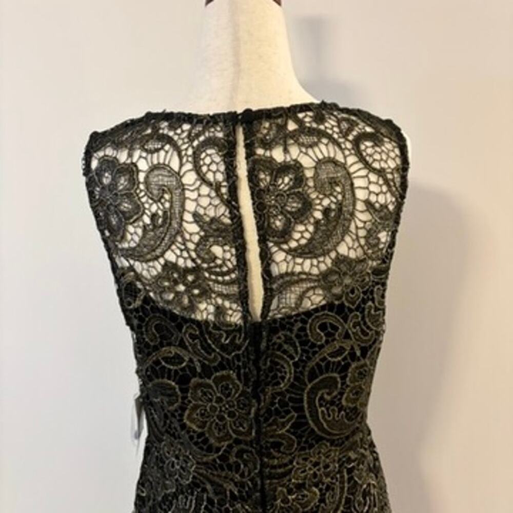 NWT Bisou Bisou Women's Dress 12 Black & Gold Sheath Lace Overlay - Picture 7 of 16